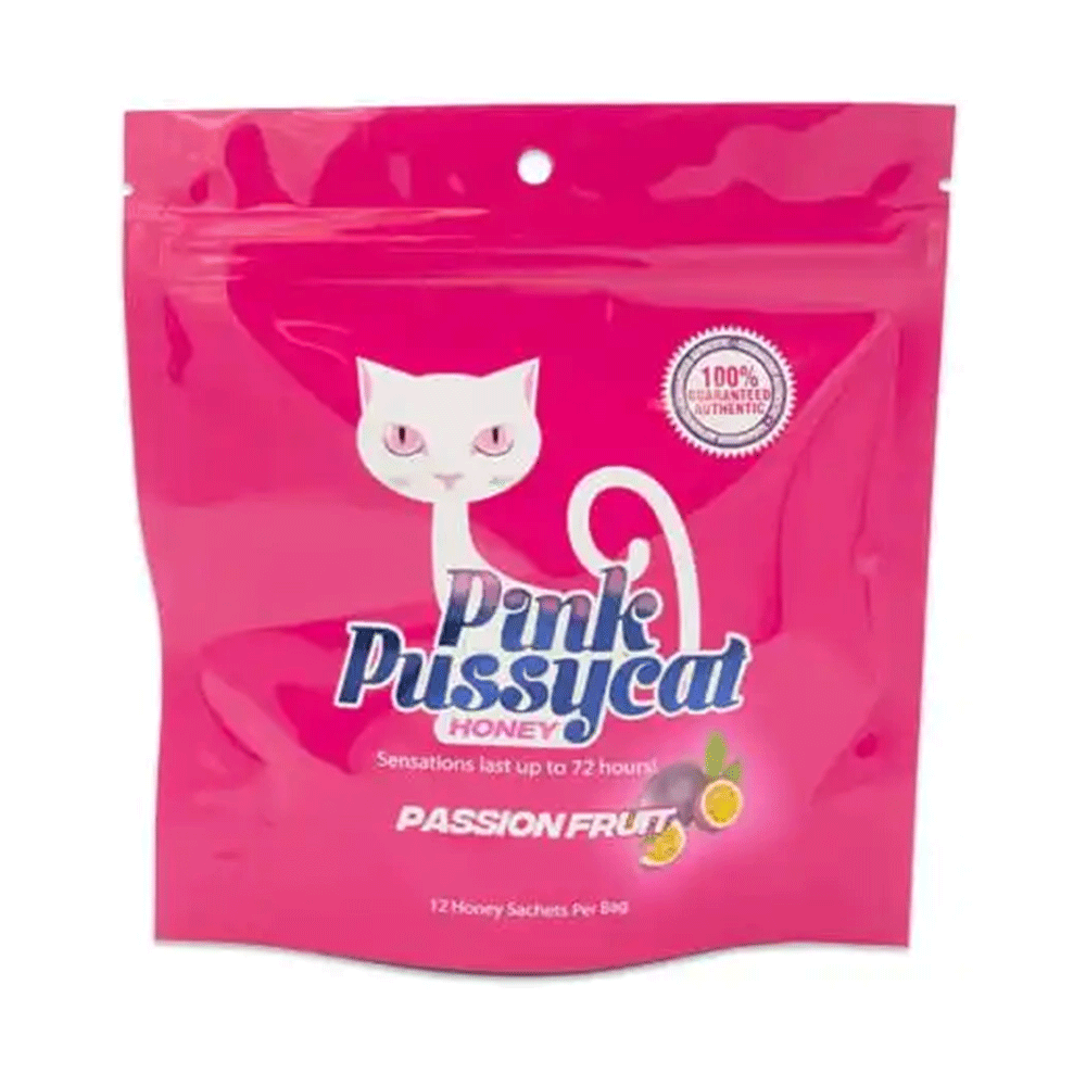 Pink-Pussycat-Passionfruit-Honey-01 Pink Pussycat Honey – Passionfruit (1 Sachet – 15 G) - Image 1